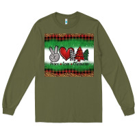 Army Green Peace Love Christmas Trees Long Sleeve Tee - Jasminsmagicworld
