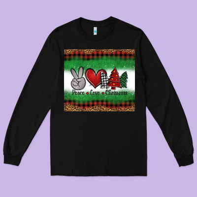 Peace Love Christmas Trees Long Sleeve Tee Designed By Jasminsmagicworld