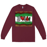 Burgundy Peace Love Christmas Trees Long Sleeve Tee - Jasminsmagicworld