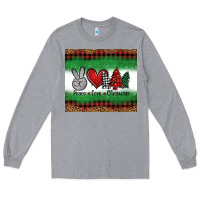 Heather Grey Peace Love Christmas Trees Long Sleeve Tee - Jasminsmagicworld