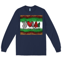 Navy Peace Love Christmas Trees Long Sleeve Tee - Jasminsmagicworld