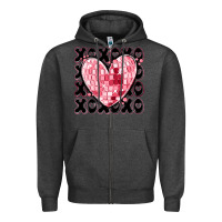 Charcoal Heather xoxo heart valentine's day Zipper Hoodie - MaliasSmallBusiness