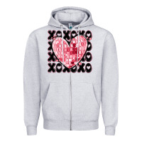 Heather Grey xoxo heart valentine's day Zipper Hoodie - MaliasSmallBusiness