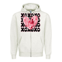 Oatmeal Heather xoxo heart valentine's day Zipper Hoodie - MaliasSmallBusiness