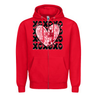 Red xoxo heart valentine's day Zipper Hoodie - MaliasSmallBusiness
