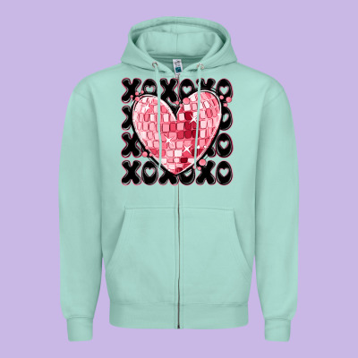 Xoxo Heart Valentine's Day Zipper Hoodie Designed By Maliassmallbusiness