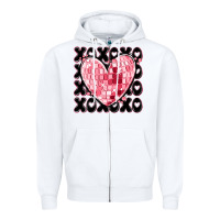 White xoxo heart valentine's day Zipper Hoodie - MaliasSmallBusiness