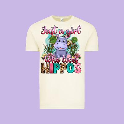 Just A Girl Who Loves Hippos Vintage Tee Designed By Artiststas