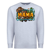 Heather Grey mama cowboy western font cactuslove mom Premium Sweatshirt - LillyAllenDesigns