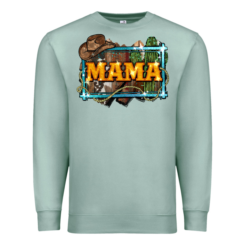 Mama Cowboy Western Font Cactuslove Mom Premium Sweatshirt by LillyAllenDesigns | Teevron