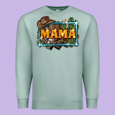 Mama Cowboy Western Font Cactuslove Mom Premium Sweatshirt Designed By Lillyallendesigns