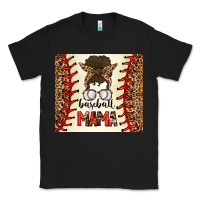 Black Baseball Mom Messy Bun Classic Tee - CowhideDigitalArt