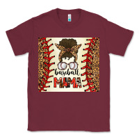 Burgundy Baseball Mom Messy Bun Classic Tee - CowhideDigitalArt