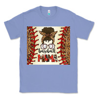 Colony Blue Baseball Mom Messy Bun Classic Tee - CowhideDigitalArt