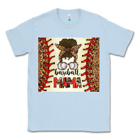Dusty Blue Baseball Mom Messy Bun Classic Tee - CowhideDigitalArt