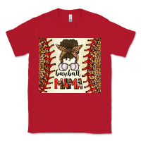 Red Baseball Mom Messy Bun Classic Tee - CowhideDigitalArt