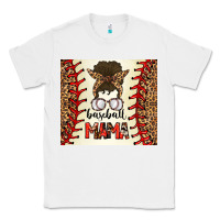 White Baseball Mom Messy Bun Classic Tee - CowhideDigitalArt