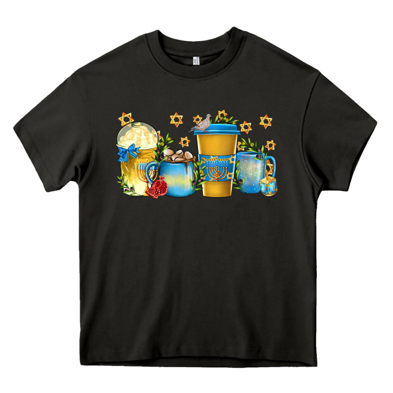 Hanukkah Coffee Cups Heavy Core Tee by texasbilliewilder | Teevron