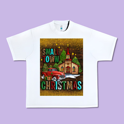 Small Town Christmas Church Urban Heavy Tee Designed By Adodesignshop