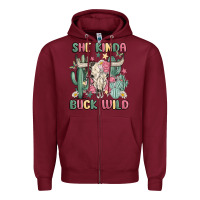 Burgundy she kinda buck wild Zipper Hoodie - MaliasSmallBusiness
