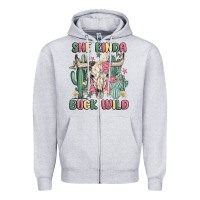 Heather Grey she kinda buck wild Zipper Hoodie - MaliasSmallBusiness