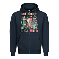 Navy she kinda buck wild Zipper Hoodie - MaliasSmallBusiness