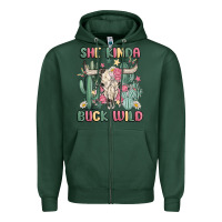 Sports Green she kinda buck wild Zipper Hoodie - MaliasSmallBusiness