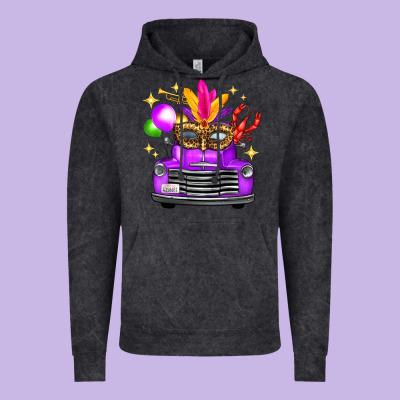 Mardi Gras Truck Leopard Mask Vintage Hoodie Designed By Fadigitalartstudio