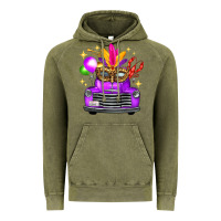 Vintage Olive mardi gras truck leopard mask Vintage Hoodie - FaDigitalArtStudio