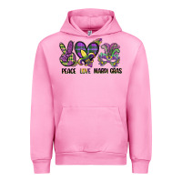 Fuchsia Pink peace love mardi gras Urban Hoodie - CowGirlArtShop