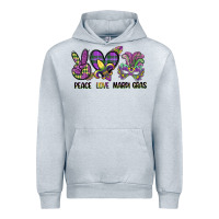 Heather Grey peace love mardi gras Urban Hoodie - CowGirlArtShop