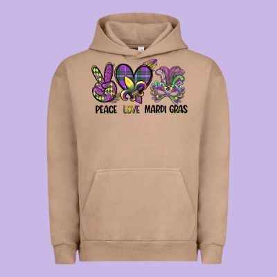 Peace Love Mardi Gras Urban Hoodie Designed By Cowgirlartshop