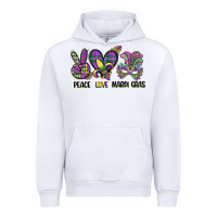 White peace love mardi gras Urban Hoodie - CowGirlArtShop