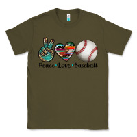 Army Green peace love baseball Classic Tee - Artiststas