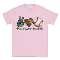 Bubblegum Pink peace love baseball Classic Tee - Artiststas
