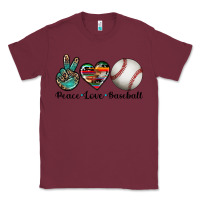 Burgundy peace love baseball Classic Tee - Artiststas