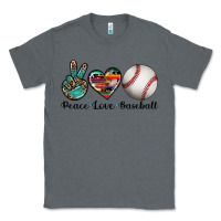 Charcoal Heather peace love baseball Classic Tee - Artiststas