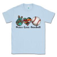 Dusty Blue peace love baseball Classic Tee - Artiststas
