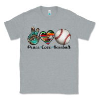 Heather Grey peace love baseball Classic Tee - Artiststas
