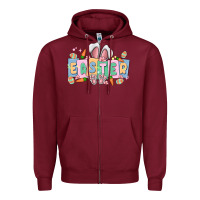Burgundy easter  rabbit Zipper Hoodie - MaliasSmallBusiness