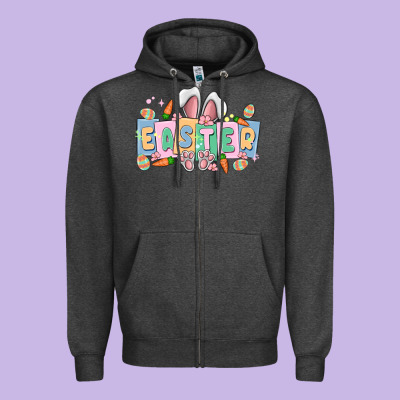 Easter  Rabbit Zipper Hoodie Designed By Maliassmallbusiness
