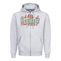 Heather Grey easter  rabbit Zipper Hoodie - MaliasSmallBusiness