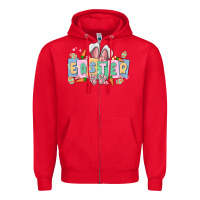 Red easter  rabbit Zipper Hoodie - MaliasSmallBusiness