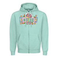 Seafoam easter  rabbit Zipper Hoodie - MaliasSmallBusiness