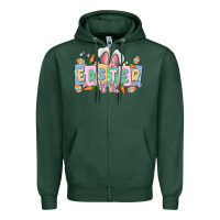 Sports Green easter  rabbit Zipper Hoodie - MaliasSmallBusiness