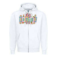 White easter  rabbit Zipper Hoodie - MaliasSmallBusiness
