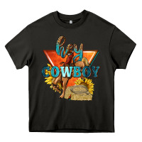 Asphalt hey cowboy with sunflowers Heavy Core Tee - texasbilliewilder