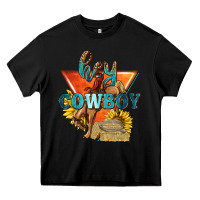 Black hey cowboy with sunflowers Heavy Core Tee - texasbilliewilder