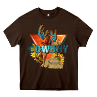 Chocolate Brown hey cowboy with sunflowers Heavy Core Tee - texasbilliewilder
