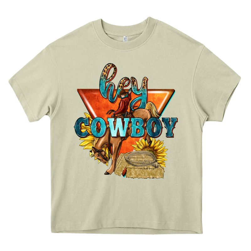 Hey Cowboy With Sunflowers Heavy Core Tee by texasbilliewilder | Teevron